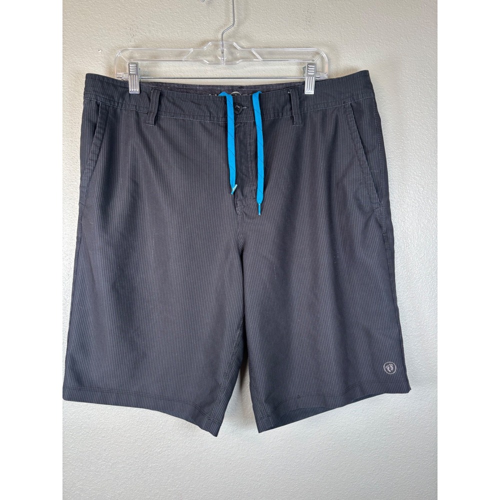 Hang Ten Mens Hybrid Walk Shorts Black Pinstripe Stretch Board Shorts Size 36